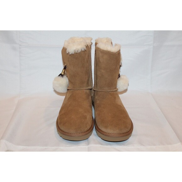 UGG IRINA STAR CHARM CHESTNUT TOSCANA POM POM BOOTS NIB - Picture 7 of 8